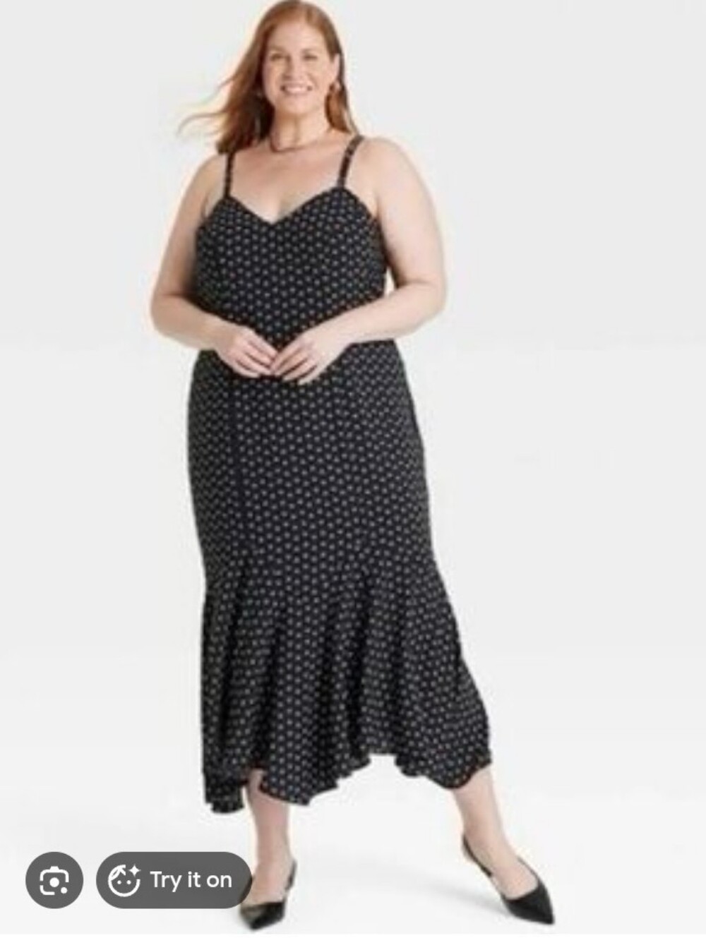 Ava & Viv Black Floral Dot Pattern Maxi Sun Dress Size 3X NWT P2P 25 In - Picture 2 of 7